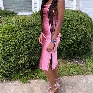 Pink rose gold thin strap dress